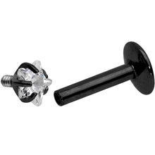Load image into Gallery viewer, 1/4 Clear Star CZ Gem Black PVD Internally Threaded Labret Monroe