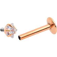Load image into Gallery viewer, 5/16 Clear Star CZ Gem Rose Gold PVD Internally Threaded Labret Monroe