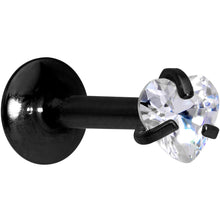 Load image into Gallery viewer, 1/4 Clear Heart CZ Black PVD Internally Threaded Labret Monroe