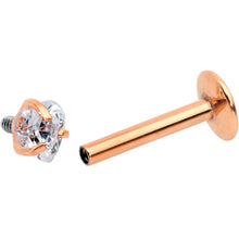 Load image into Gallery viewer, 5/16 Clear Heart CZ Rose Gold PVD Internally Threaded Labret Monroe
