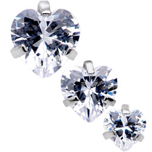 Load image into Gallery viewer, 16G 5/16 Clear Gem Heart Trio Tragus Cartilage Earring Set of 3