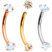Load image into Gallery viewer, 3/8 Clear Gem Anodized Curved Eyebrow Ring Set of 3
