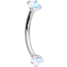 Load image into Gallery viewer, 3/8 Clear Gem Anodized Curved Eyebrow Ring Set of 3