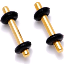 Load image into Gallery viewer, Gold Tone Anodized Titanium Micro Straight Plug Set 14G to 8G