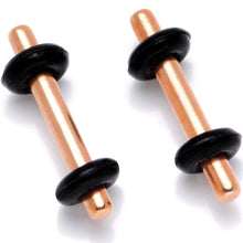 Load image into Gallery viewer, Rose Gold Tone Anodized Titanium Micro Straight Plug Set 14G to 12G