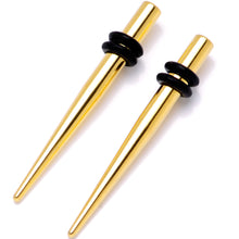 Load image into Gallery viewer, Gold Tone Anodized Titanium Micro Taper Straight Plug Set 14G to 8G