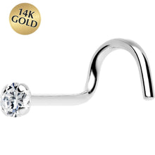 Load image into Gallery viewer, Solid 14K White Gold 2mm Cubic Zirconia SOLITAIRE Nose Ring