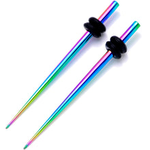 Load image into Gallery viewer, Rainbow Anodized Titanium Micro Taper Straight Plug Set 14G to 10G