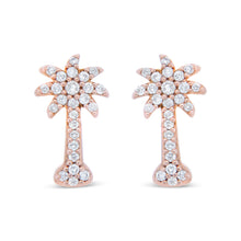 Load image into Gallery viewer, 10K Rose Gold 1/4 Cttw Diamond Palm Tree Push Back Stud Earrings (H-I Color, I1-I2 Clarity)