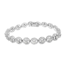 Load image into Gallery viewer, .925 Sterling Silver 1/2 Cttw Diamond Nested Circle Miracle Set Open Wheel 7.25" Fashion Link Bracelet (I-J Color, I3 Clarity)