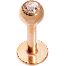 Load image into Gallery viewer, 16G 1/4 Clear Press Fit Gem Rose Gold IP Tragus Labret Monroe