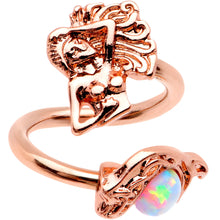 Load image into Gallery viewer, White Synthetic Opal Rose Gold PVD Mermaid Spiral Twister Belly Ring