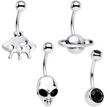 Load image into Gallery viewer, Black Gem Cosmic Treasure Trove Belly Ring Set of 4