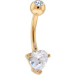 Load image into Gallery viewer, 16G Solid 14K Yellow Gold Cubic Zirconia Heart Belly Ring
