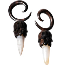 Load image into Gallery viewer, White Stone Iron Wood Tribal Spiral Taper Set 5mm to 8mm
