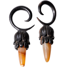 Load image into Gallery viewer, Brown Stone Iron Wood Tribal Spiral Taper Set