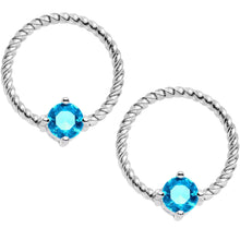 Load image into Gallery viewer, 14G Blue CZ Gem Twisted Captive Ring Barbell Nipple Ring Set