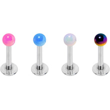 Load image into Gallery viewer, Multi Color Pearlescent Acrylic Ball Labret Monroe Tragus Set of 4