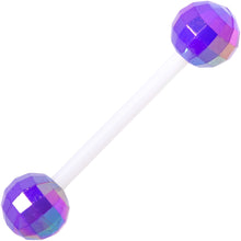 Load image into Gallery viewer, Green Purple Disco Ball Bioplast Barbell Tongue Ring Set of 4