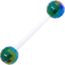 Load image into Gallery viewer, Green Purple Disco Ball Bioplast Barbell Tongue Ring Set of 4