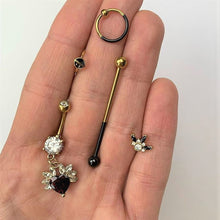 Load image into Gallery viewer, 16G 3/8 Black and Gold Tone Two Tone BCR Captive Ring