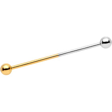 Load image into Gallery viewer, 14G Gold Tone and Steel Two Tone Industrial Barbell 38mm