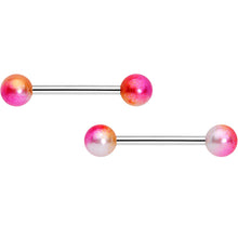 Load image into Gallery viewer, 14G Yellow Pink Twisted Horseshoe Barbell Nipple Ring Set