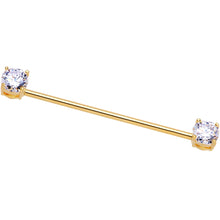 Load image into Gallery viewer, Clear CZ Gem Gold Tone End to End Industrial Barbell 38mm