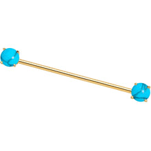 Load image into Gallery viewer, Faux Turquoise Gold Tone End to End Industrial Barbell 38mm