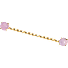 Load image into Gallery viewer, Pink Amethyst Gold Tone End to End Industrial Barbell 38mm