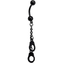 Load image into Gallery viewer, Black PVD Chained Handcuffs Reversible Dangle Belly Ring