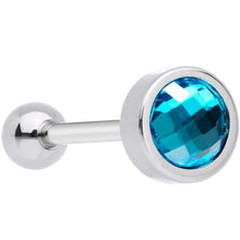 Load image into Gallery viewer, Aqua Gem Cross Stitch Barbell Tongue Ring