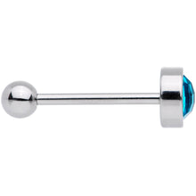 Load image into Gallery viewer, Aqua Gem Cross Stitch Barbell Tongue Ring