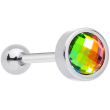Load image into Gallery viewer, Rainbow Gem Cross Stitch Barbell Tongue Ring