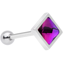 Load image into Gallery viewer, Purple Gem Rhombus Barbell Tongue Ring