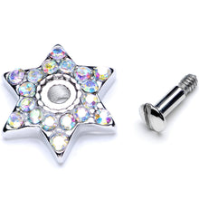 Load image into Gallery viewer, 14G Aurora Gem 10mm Six Point Star Dermal Top