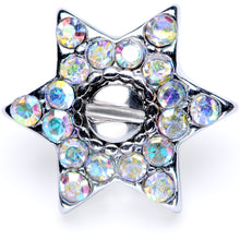 Load image into Gallery viewer, 14G Aurora Gem 10mm Six Point Star Dermal Top
