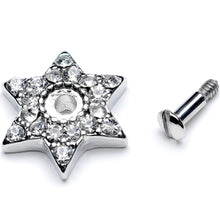 Load image into Gallery viewer, 14G Clear Gem 10mm Six Point Star Dermal Top