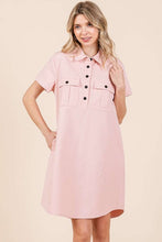 Load image into Gallery viewer, New Button Detail Collared Neck Short Sleeve Shirt Dress For Women โ Chic, Trendy, Casual, Unique, Versatile & Classic Elegance