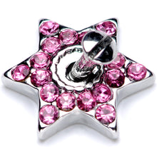 Load image into Gallery viewer, 14G Pink Gem 10mm Six Point Star Dermal Top