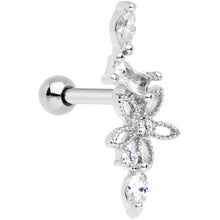 Load image into Gallery viewer, Clear CZ Gem Flower Cascade Cartilage Tragus Earring