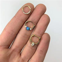 Load image into Gallery viewer, 16G 5/16 Clear Gem Gold Tone Simple Elegance Seamless Circular Ring