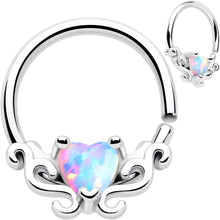 Load image into Gallery viewer, 16G 5/16 White Synthetic Opal Bold Heart Seamless Circular Ring