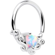 Load image into Gallery viewer, 16G 5/16 White Synthetic Opal Bold Heart Seamless Circular Ring