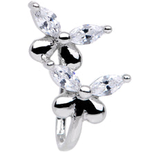 Load image into Gallery viewer, Clear CZ Gem Rhodium Plated Twin Butterfly Clip On Fake Nose Ring