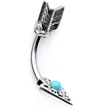 Load image into Gallery viewer, Faux Turquoise Feather Arrow Double Mount Belly Ring