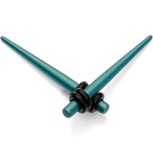 Load image into Gallery viewer, 8G Teal Matte Silicone over Stainless Steel Straight Taper Set