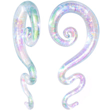 Load image into Gallery viewer, White Glass Shimmer Zig Zag Spiral Taper Set 5mm to 8mm