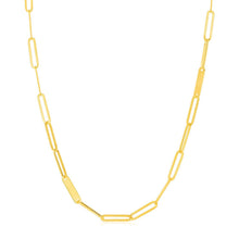 Load image into Gallery viewer, 14k Yellow Gold Alternating Paperclip Chain Link and Gold Bar Necklace