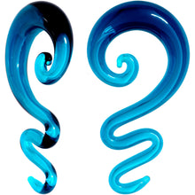 Load image into Gallery viewer, Blue Glass Translucent Zig Zag Spiral Taper Set 6mm to 12mm